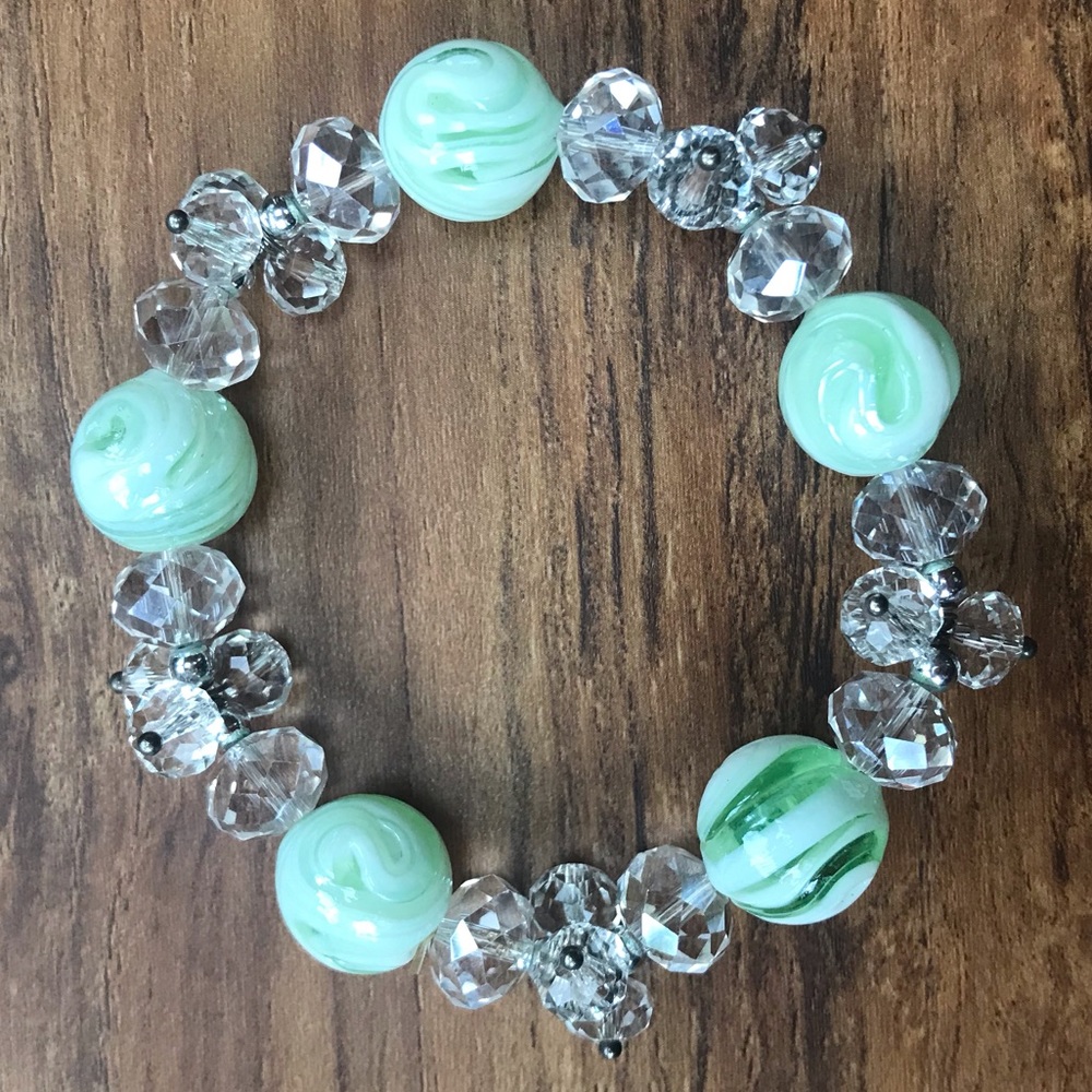 Green Glass Bead Bracelet
